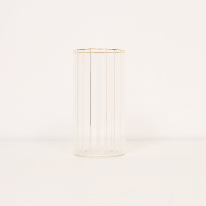 Fluted Glass Vase With Gold Rim