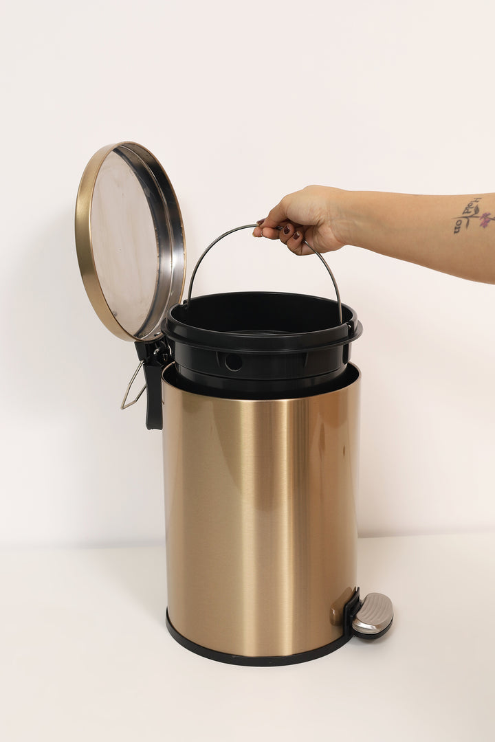 European Pedal Ss Trash Can | Soft Close Dustbin | Gold