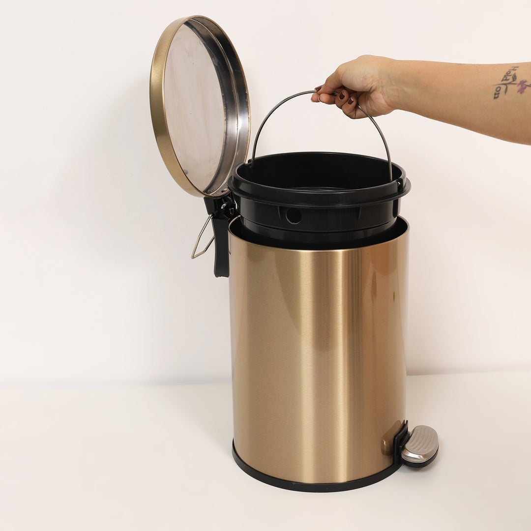 European Pedal Ss Trash Can | Soft Close Dustbin | Gold