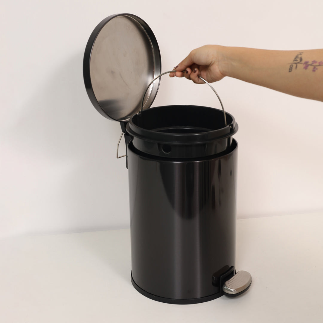 EUROPEAN PEDAL SS TRASH CAN | SOFT CLOSE DUSTBIN | Black