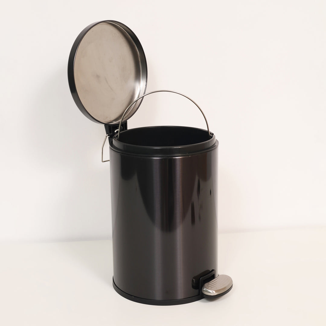 European Pedal Ss Trash Can | Soft Close Dustbin | Black