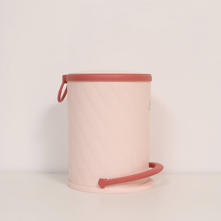 STITCHED Pedal Trash Can with Art Leather Pink 8 Ltr