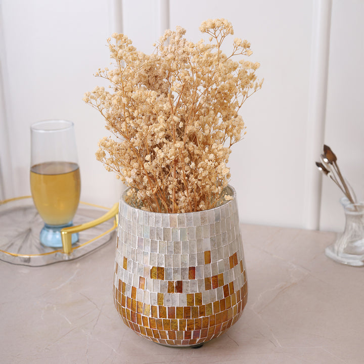 Mosaic Hurricane Gold Vase - Medium