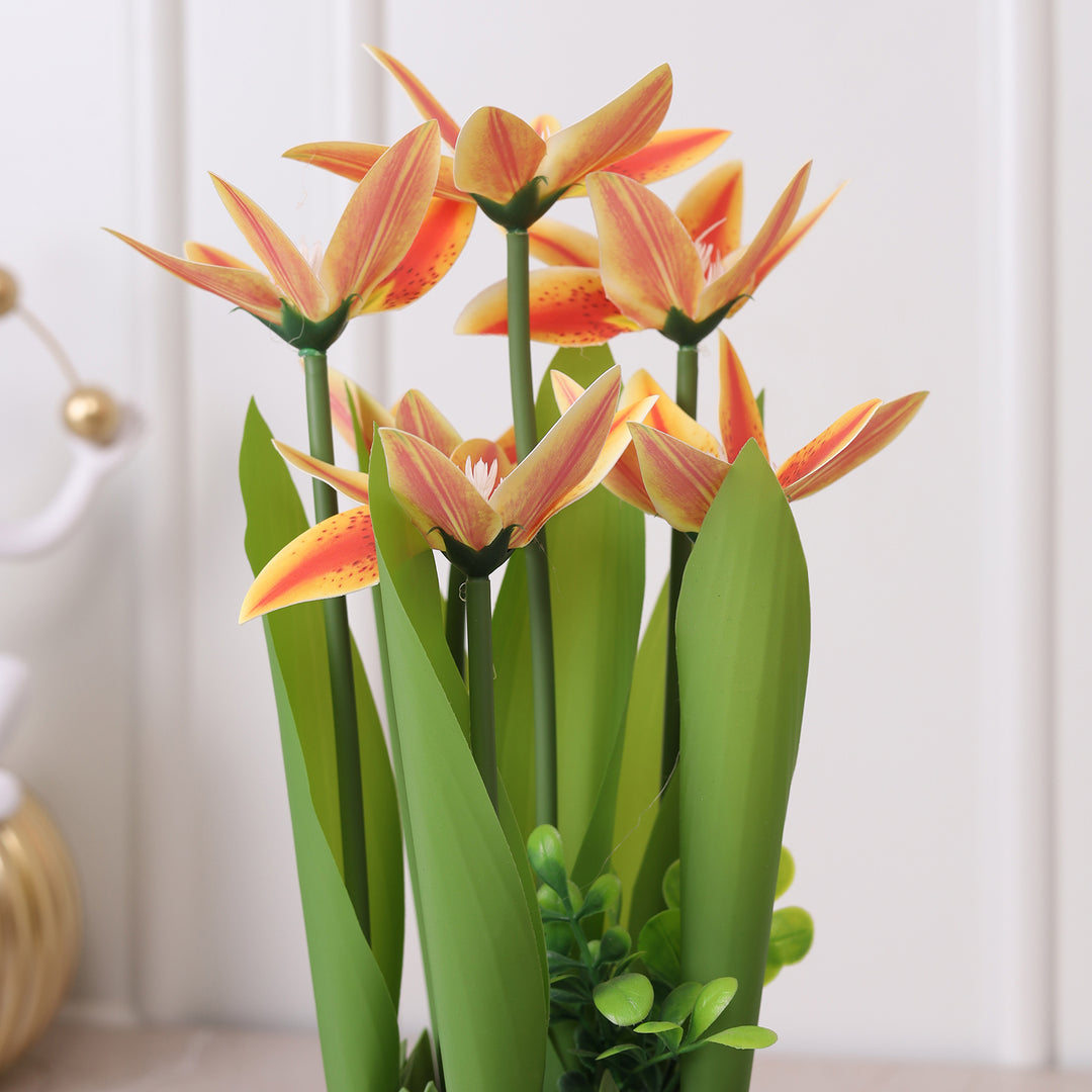 Green Tie Bunch Artificial Flower - Peach