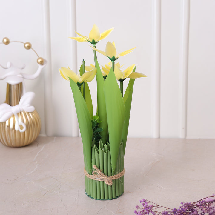 Green Tie Bunch Artificial Flower - Yellow