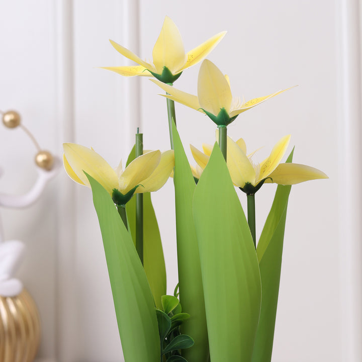 Green Tie Bunch Artificial Flower - Yellow