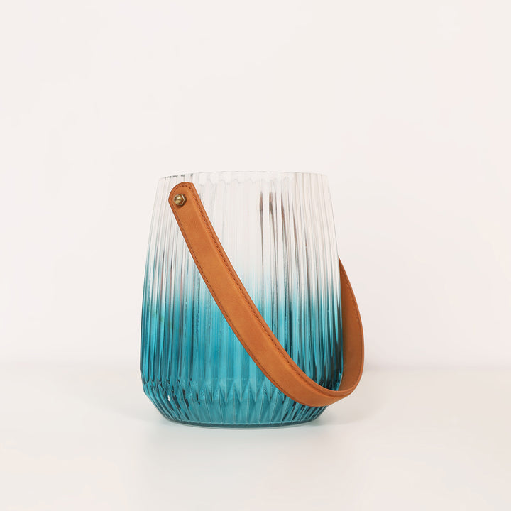 Waves Vase Fluted With Leather Strap