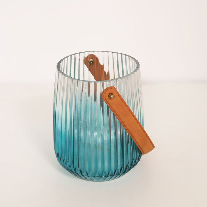 Waves Vase Fluted With Leather Strap