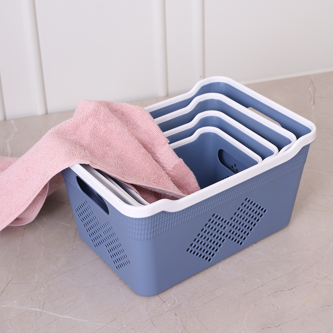 Plastic Storage Basket Set of 4 - Blue