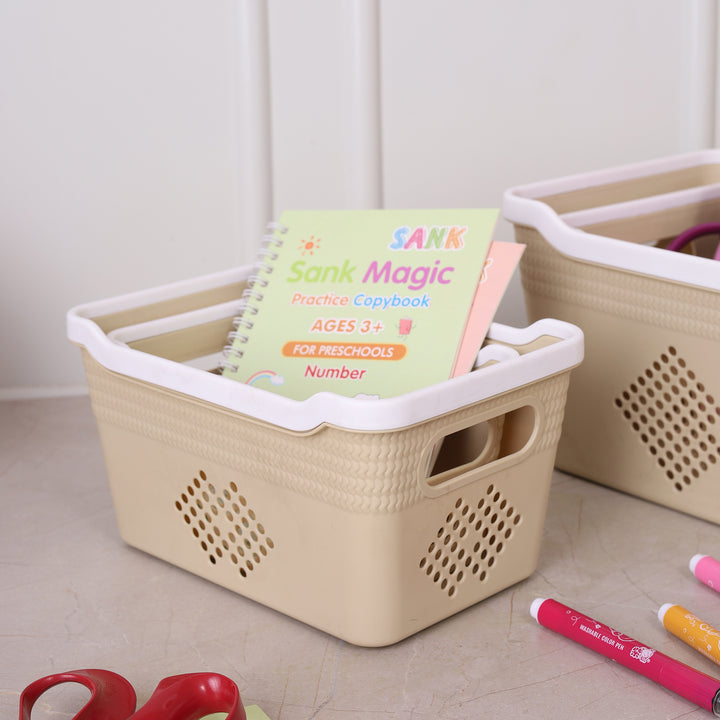 Plastic Storage Basket Set of 4 - Beige