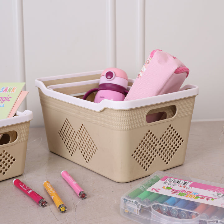 Plastic Storage Basket Set of 4 - Beige