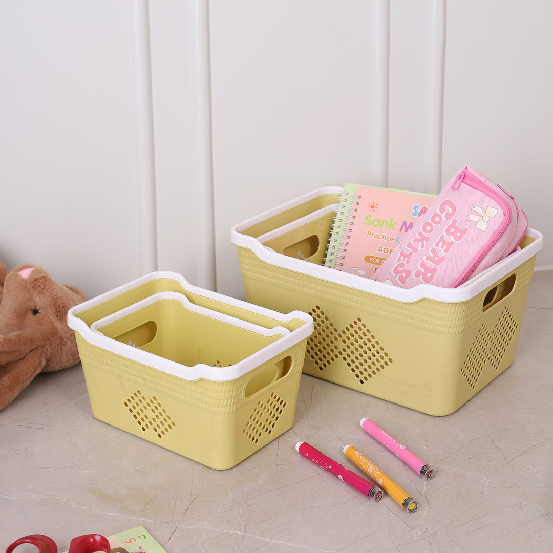 Plastic Storage Basket Set of 4 - Yellow