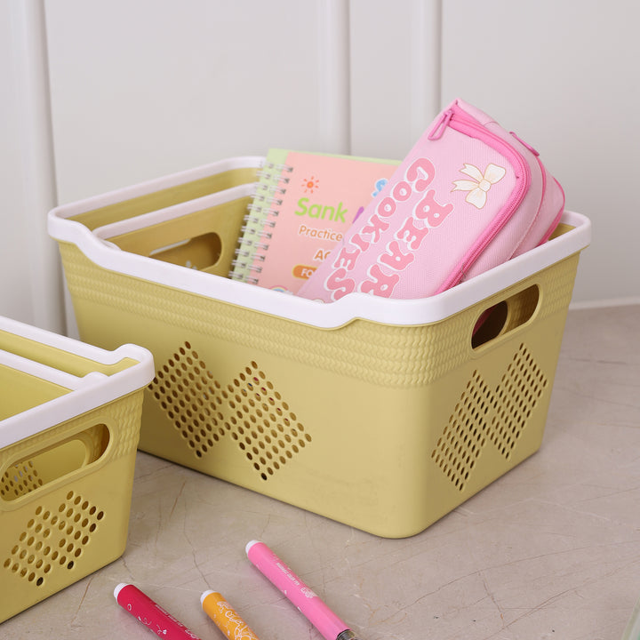 Plastic Storage Basket Set of 4 - Yellow