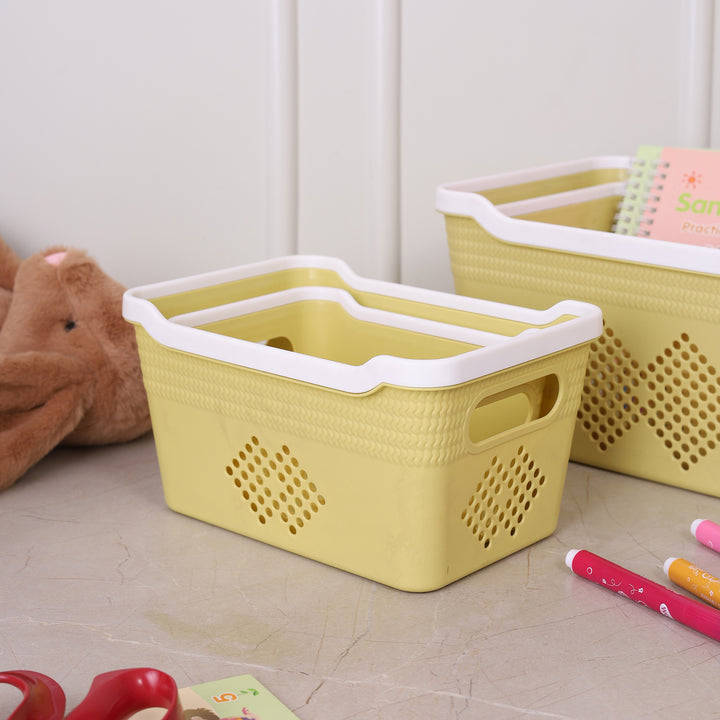 Plastic Storage Basket Set of 4 - Yellow