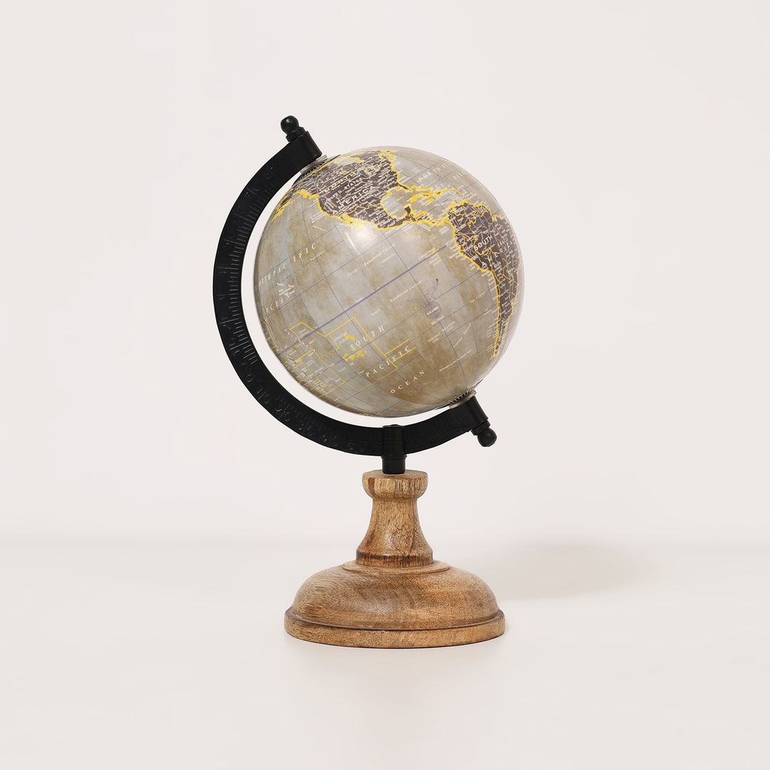 Wanderlust Globe Light Green | Wooden Base