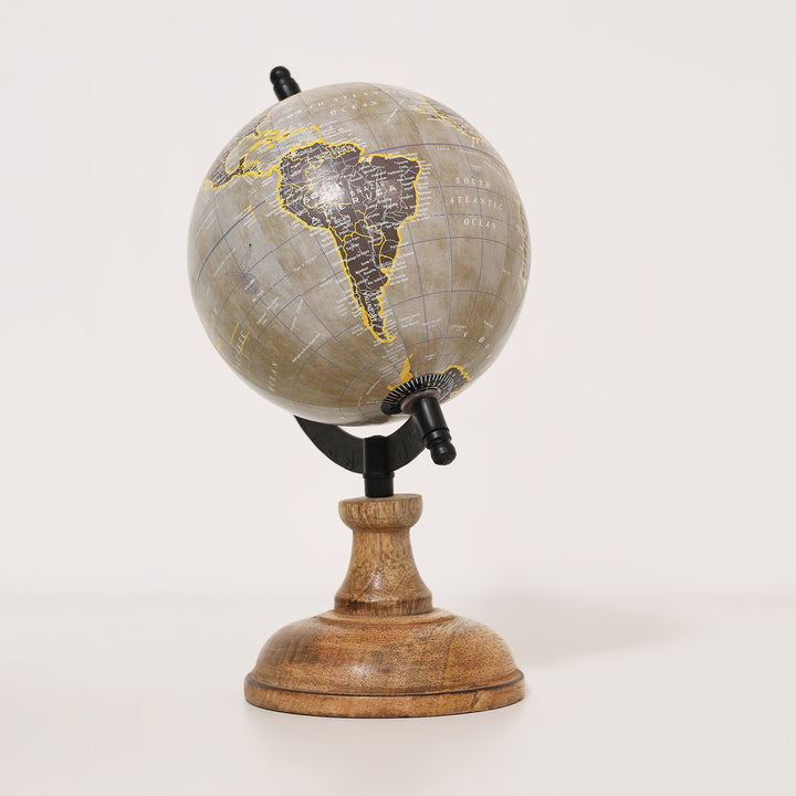 Wanderlust Globe Light Green | Wooden Base