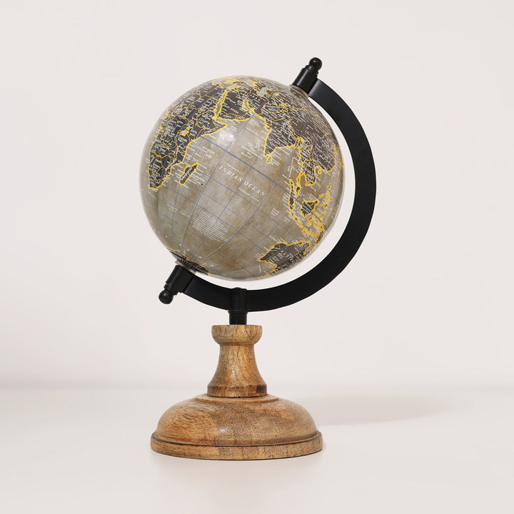 Wanderlust Globe Light Green | Wooden Base