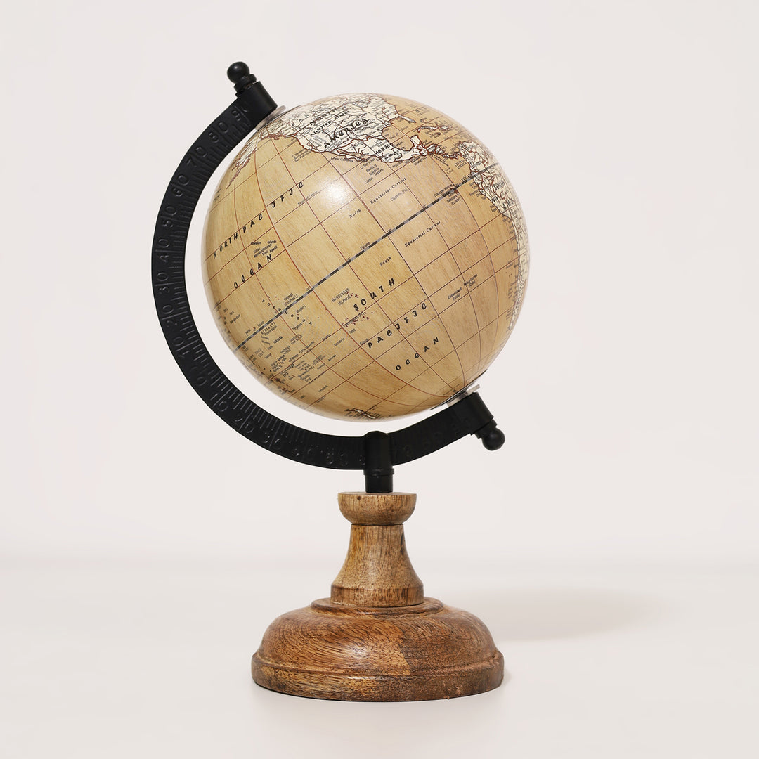 Wanderlust Globe Brown | Wooden Base