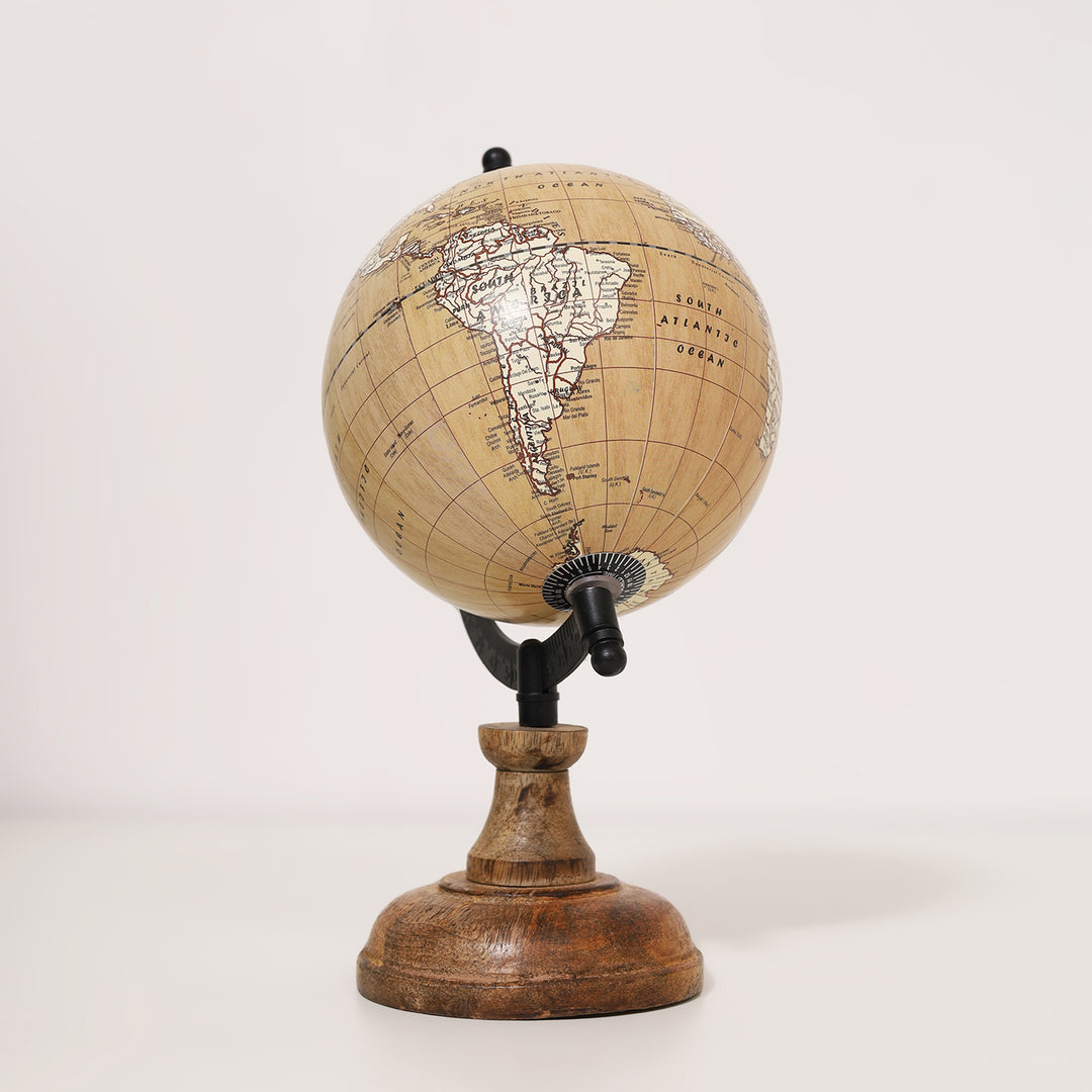 Wanderlust Globe Brown | Wooden Base