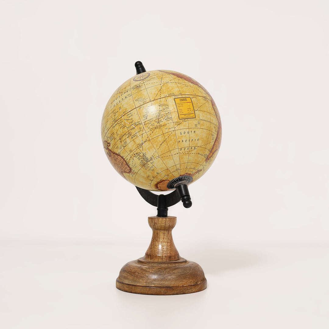 Wanderlust Globe Beige | Wooden Base