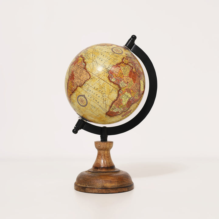 Wanderlust Globe Beige | Wooden Base