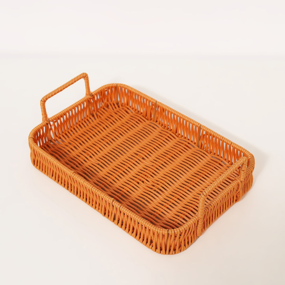 Rustic Handle Cane Single Tray