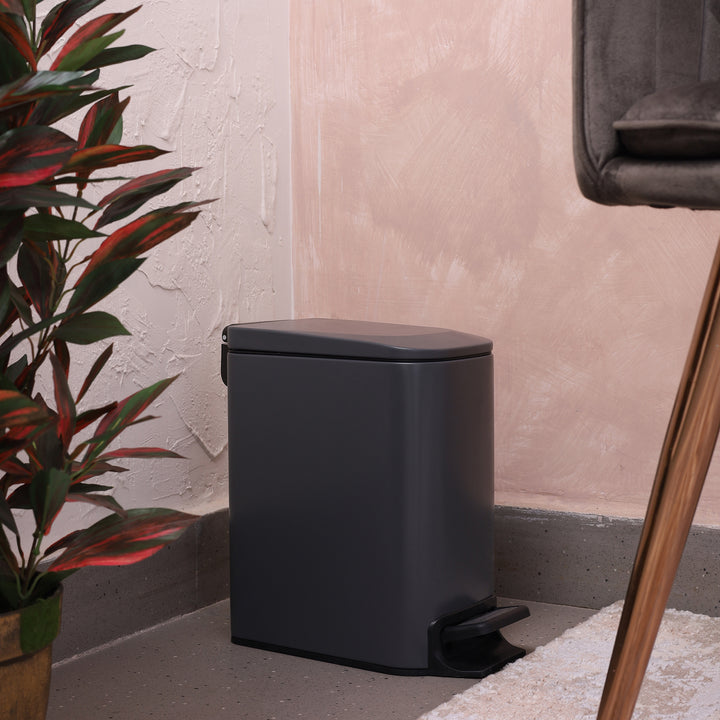 European Pedal SS Trash Can | Soft Close Dustbin | Grey