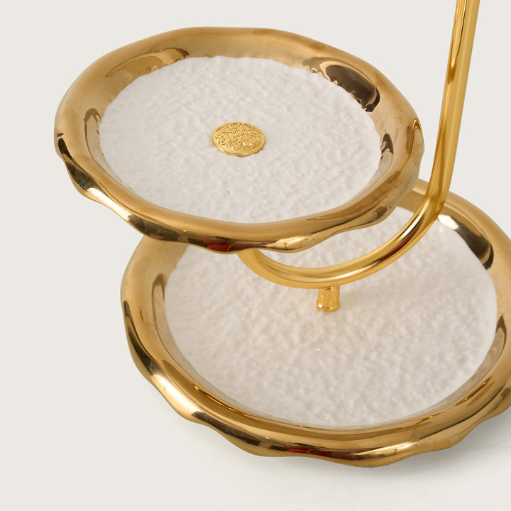 3-Tiered Gold Curved Cake & Dessert Platter