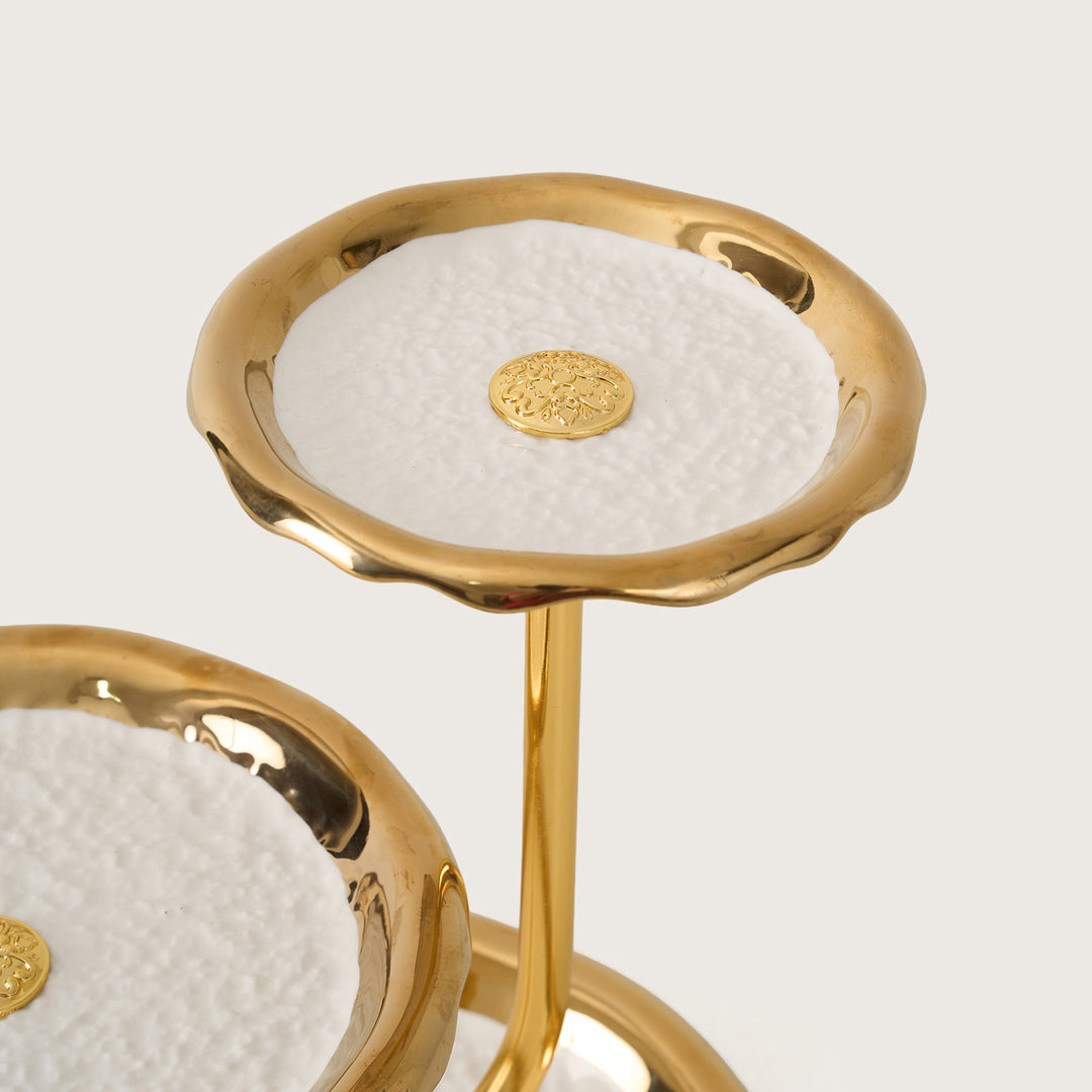 3-Tiered Gold Curved Cake & Dessert Platter