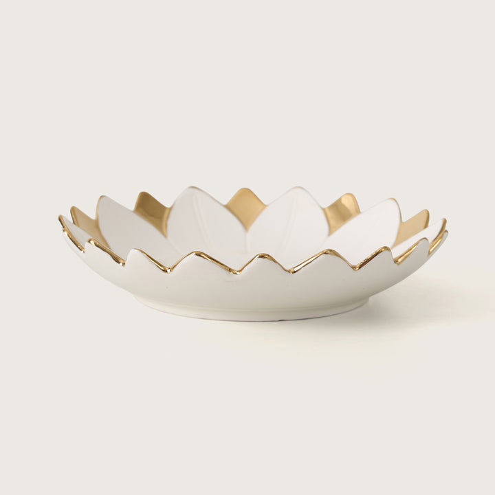 Lotus Petal Platter with Gold Edges