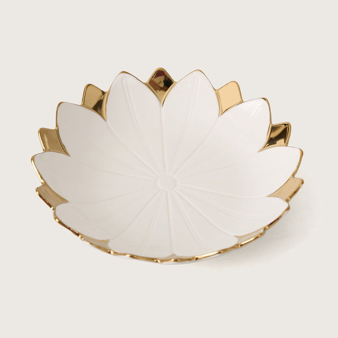 Lotus Petal Platter with Gold Edges