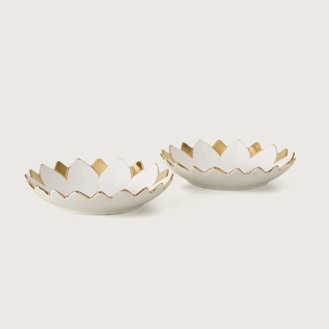 Lotus Petal Platter with Gold Edges