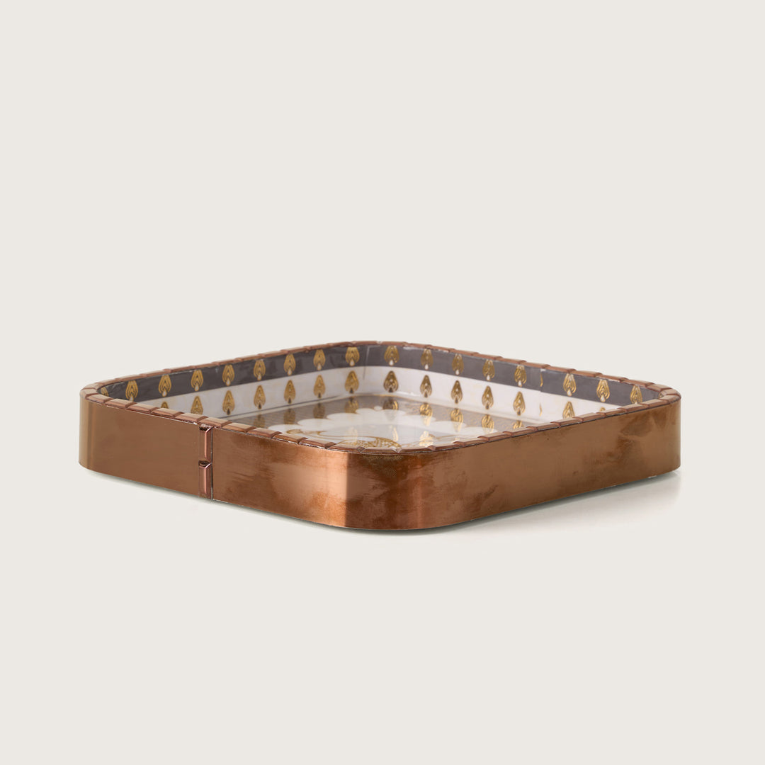 Royal Golden Peacock Square Decorative Tray