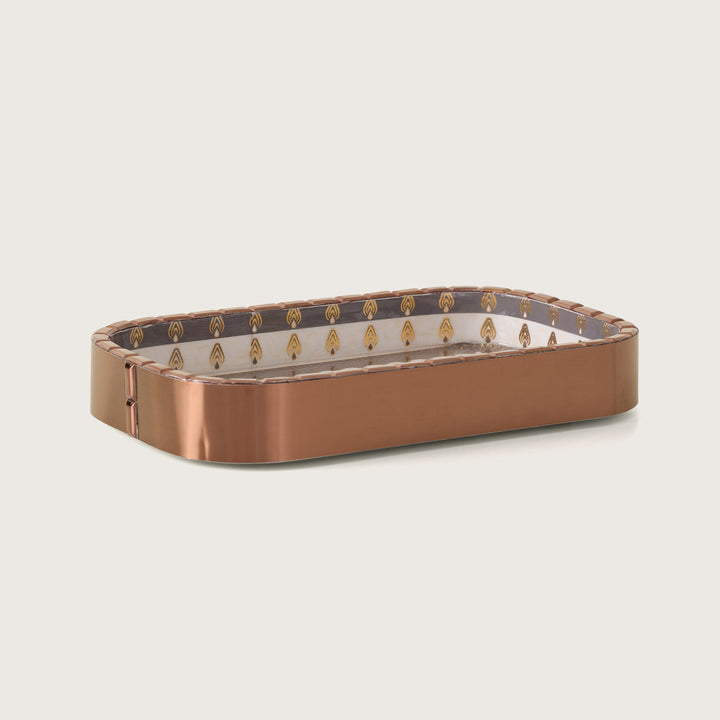 Golden Peacock Rectangular Decorative Tray