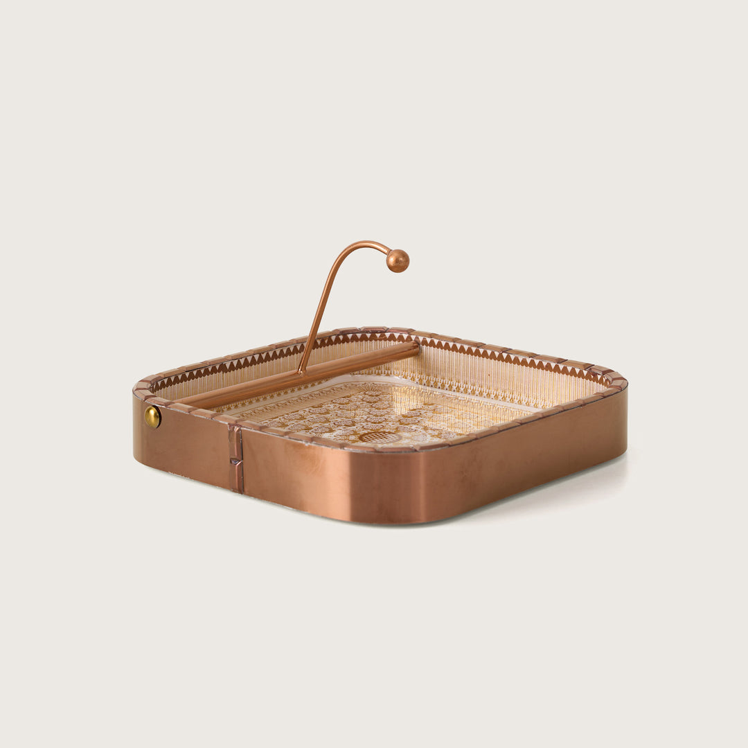 Golden Filigree Square Napkin Holder Tray