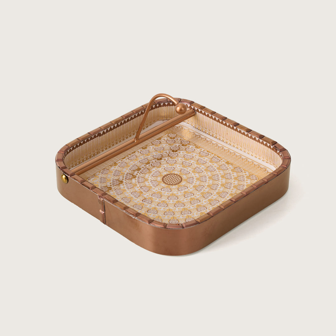 Golden Filigree Square Napkin Holder Tray