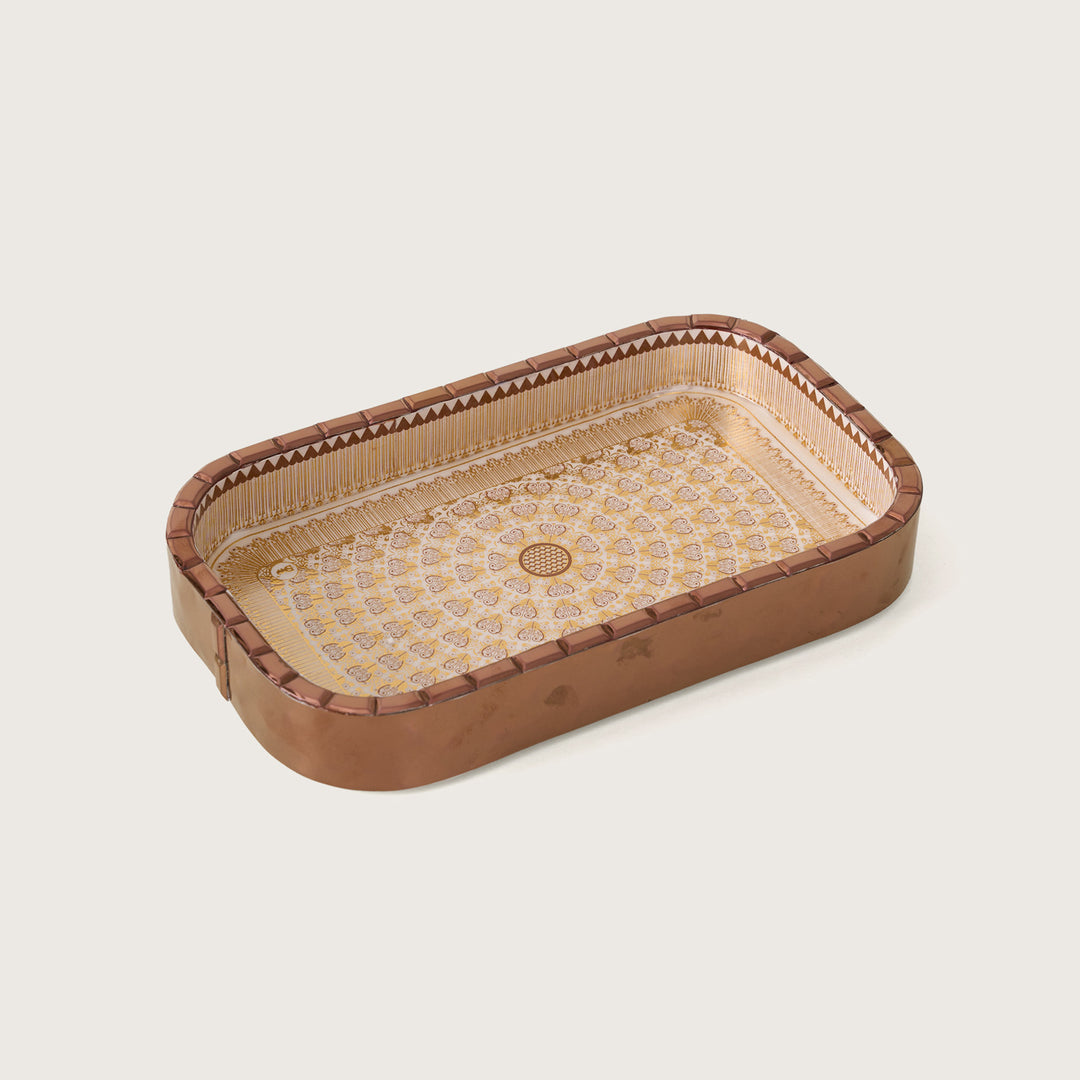 Golden Filigree Rectangular Decorative Tray