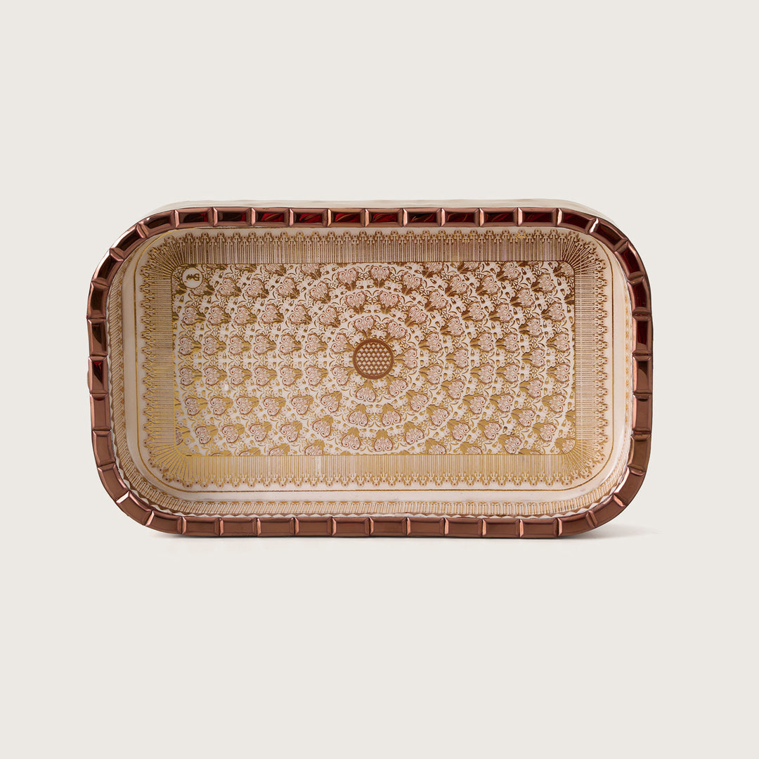 Golden Filigree Rectangular Decorative Tray
