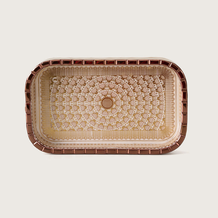 Golden Filigree Rectangular Decorative Tray
