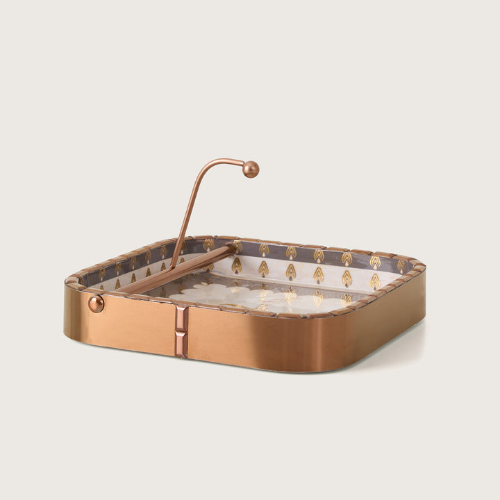 Golden Peacock Square Napkin Holder