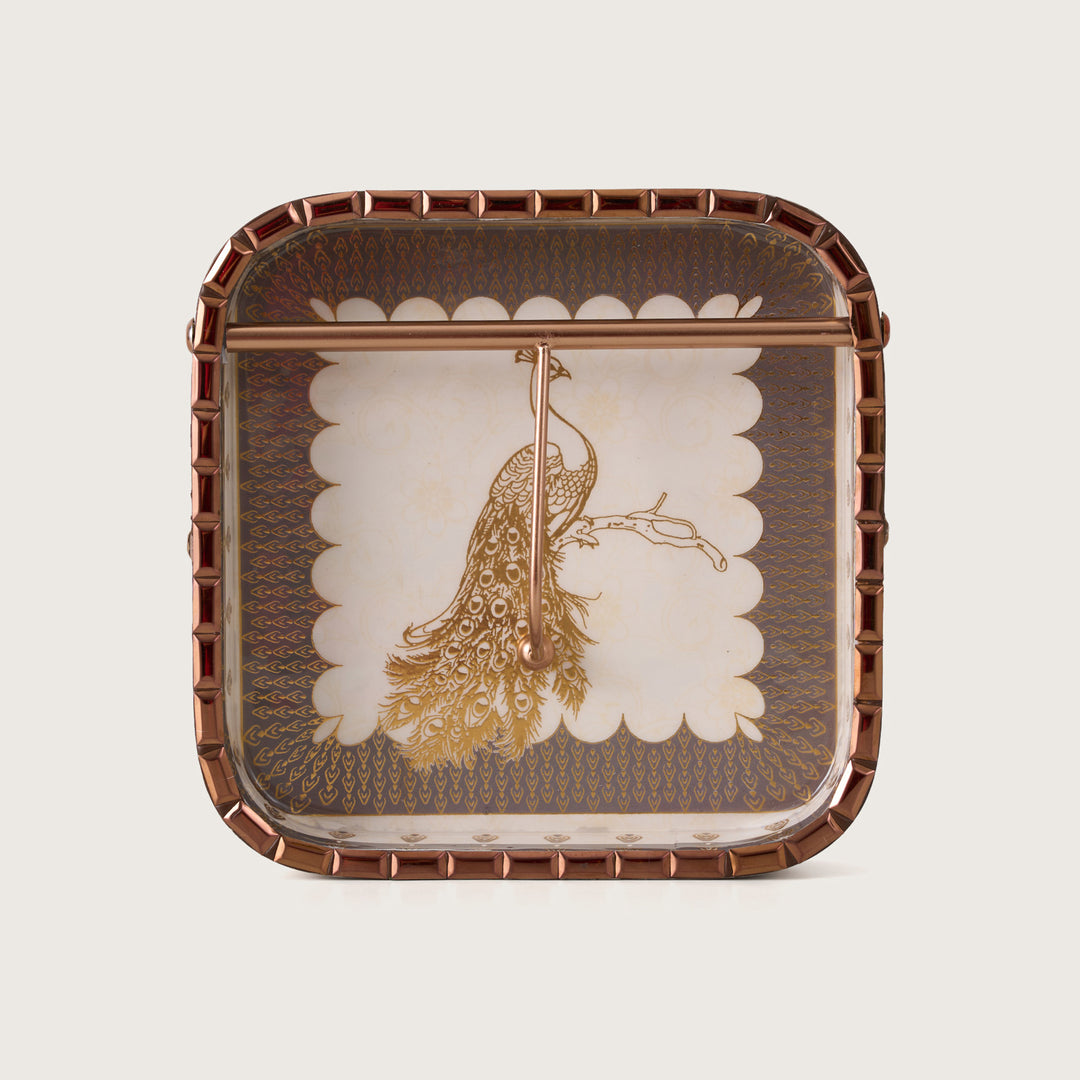 Golden Peacock Square Napkin Holder