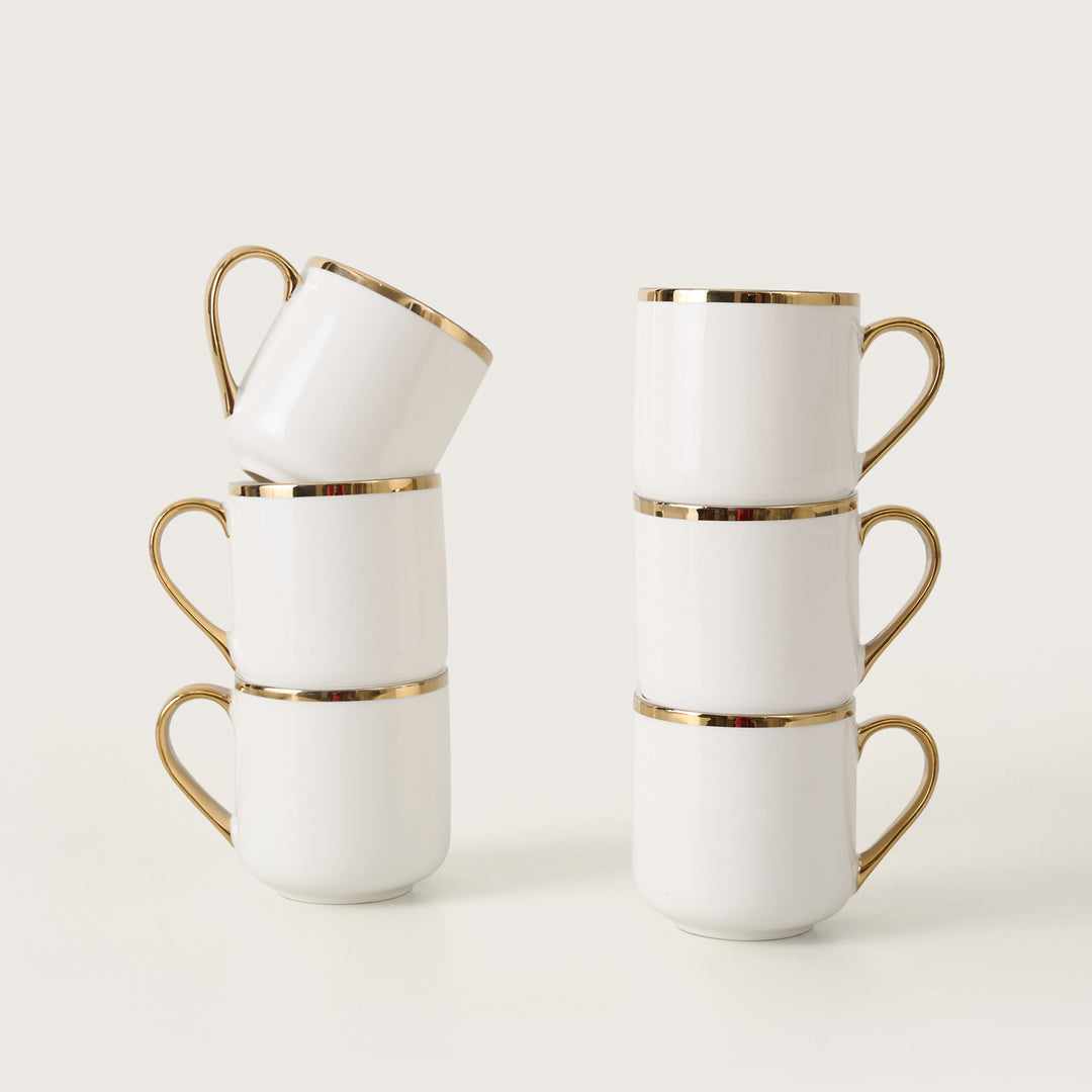 Elegant Gold Trim Ceramic Coffee Mugs