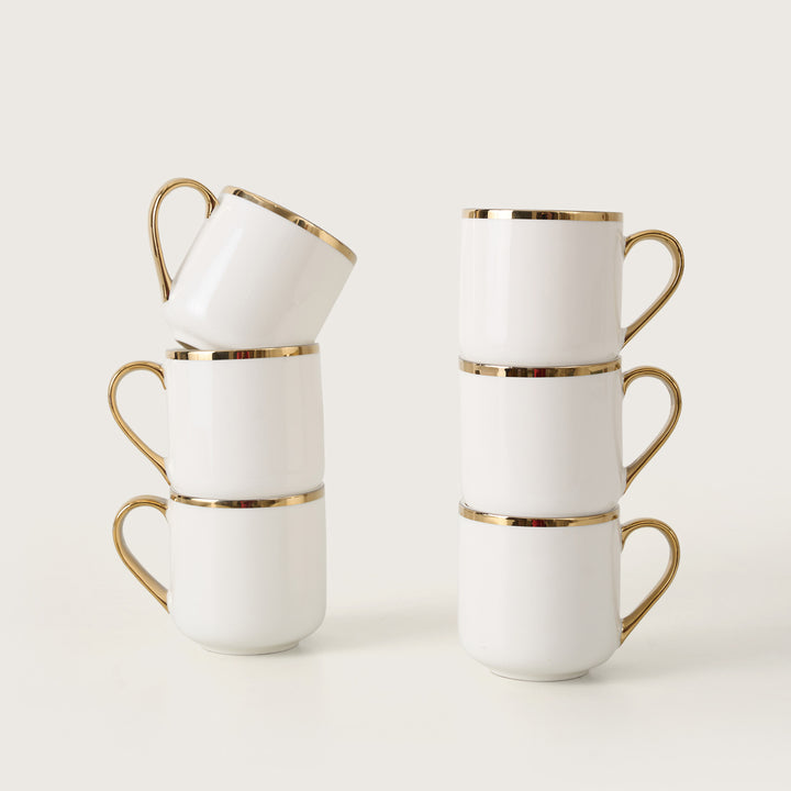 Elegant Gold Trim Ceramic Coffee Mugs
