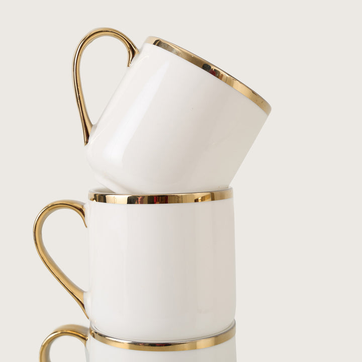 Elegant Gold Trim Ceramic Coffee Mugs