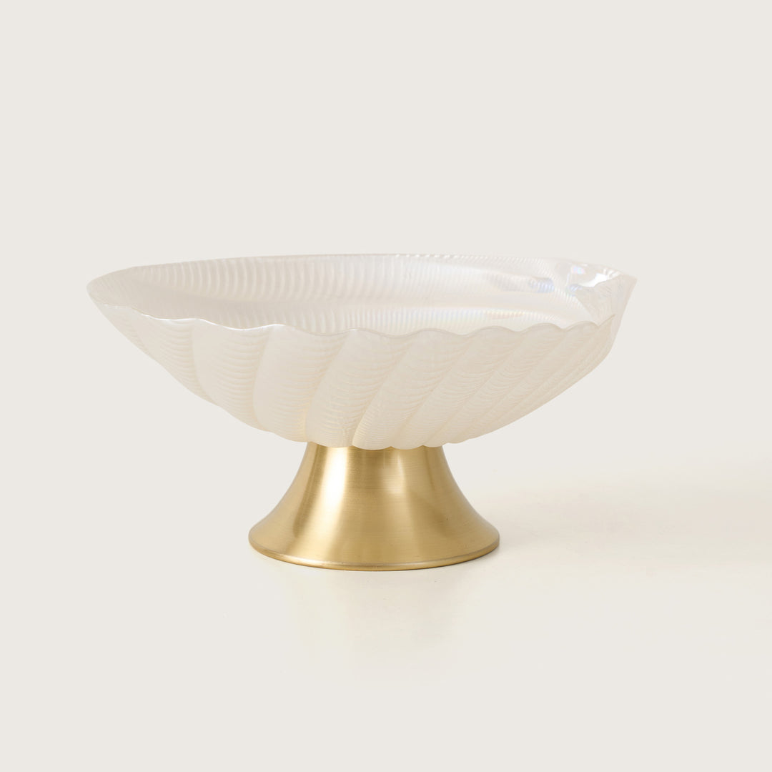 Iridescent Pearl Glass Seashell Fruit Bowl