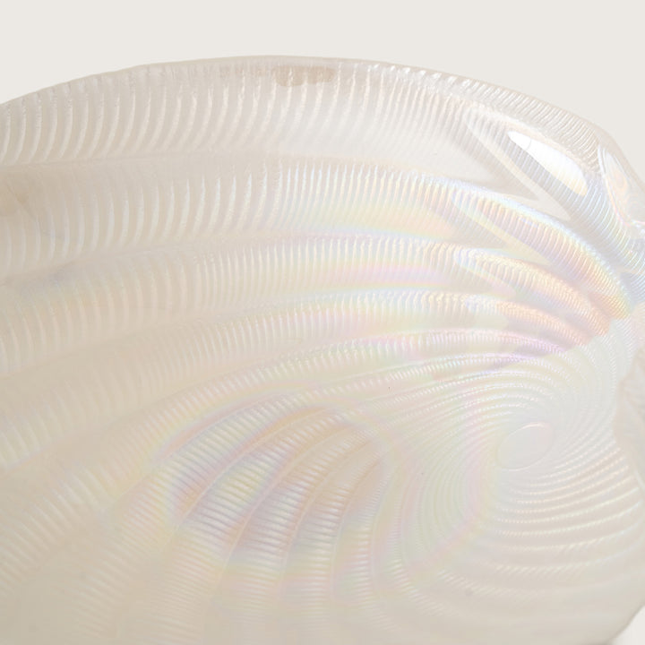 Iridescent Pearl Glass Seashell Fruit Bowl