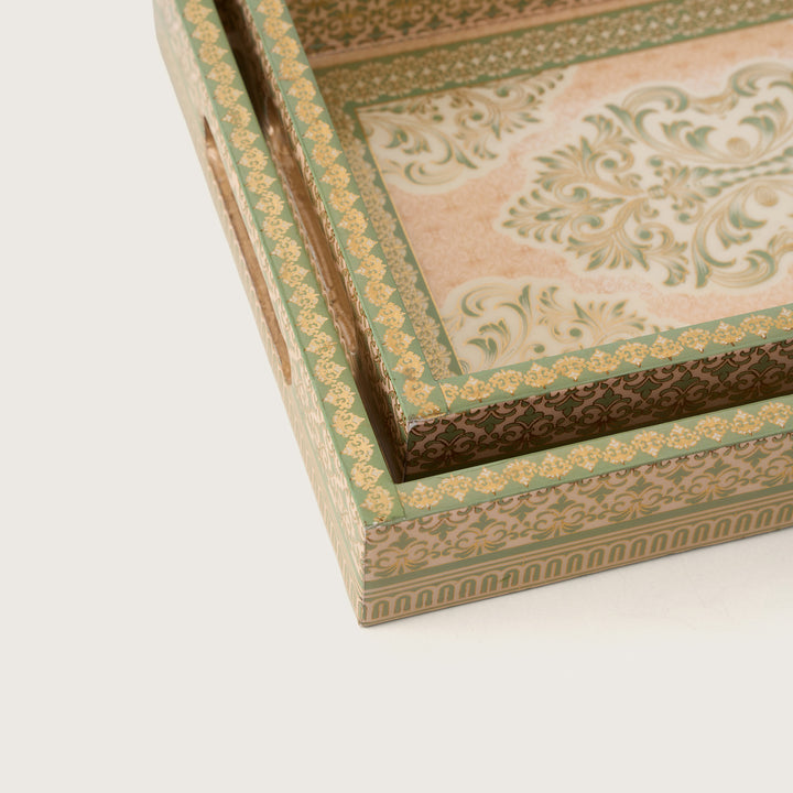 Vintage Damask Nesting Serving Trays