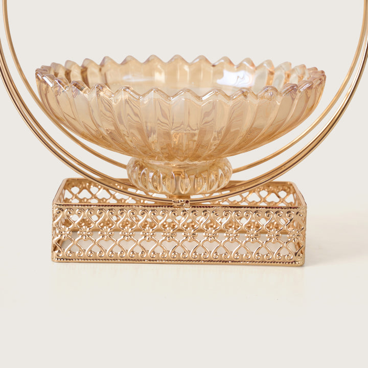 Luxury Gold Hoop Centerpiece Bowl with Bird Figurine