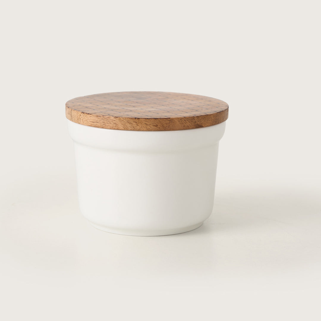4-Container Wooden Caddy Snack Server Set