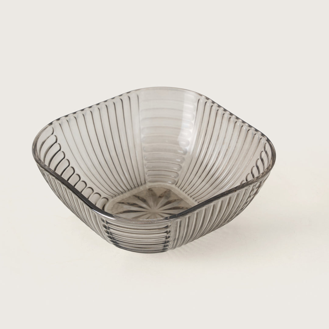 Smoked Grey Fluted Glass Dessert Bowl Set